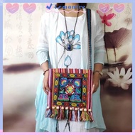 LEMONTRE Message Bag, Fashion Hmong Tribal Ethnic Women Shoulder Bag, Embroidery Tapestry Vintage Ta