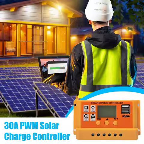 Solar Charge Controller 30A PWM Solar Charge Controller with Double USB Port Multiple Load Control M