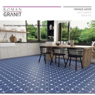 Lantai Vintage Biru Mewah/ Gta332739R Dturia Fiore/ Roman Granit 60X60