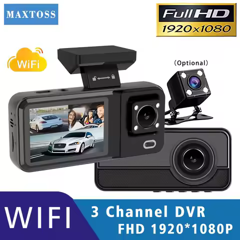 3 Camera Car DVR WIFI 1080P 3 Channel Lens Inside Vehicle Dash CamThree Way DVRs Recorder Video Regi