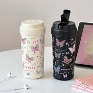 Stainless Steel Thermos Cute Butterfly Coffee Tumbler With Tea Strainer Stainless Steel Girl Thermos