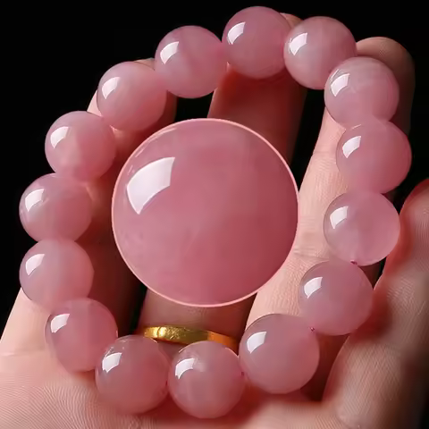 Quartz Crystal Pink Powder Crystal Quartz Natural Stone Streche Bracelet Elastic Cord Pulserase Jewe