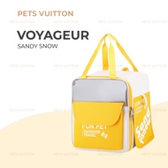 Pets Vuitton Voyageur Sandy Snow Pet Carrier Bag with Side Curtain for 7KG Pets