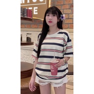 OOTD Unisex Plaid T-shirt Made of Soft Stretch Polyester Korean Style Loose Form - TINY01