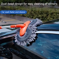 Car Rotating Double Brush Head Car Wash Mop Auto Supplies Three-Section Telescopic Mop Roof Window Cleaning Maintenance Accessories