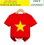 (12-95KG VẢI COTTON ĐẸP) ÁO THUN GIA ĐÌNH IN HÌNH CỜ ĐỎ SAO VÀNG VIỆT NAM/QUỐC KỲ VIỆT NAM THUN COTT