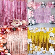 3pcs Muticolor Foil Curatain Rain Rose Gold Rain Tassel Curtain Birthday Wedding Decorations Girls P