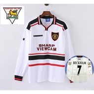 1998-1999 season Manchester United away jersey. long sleeves #BECKHAM S-2XL