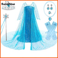 Girls Snow Queen Elsa Kids Costumes For Girl 2024 Carnival Party Prom Gown Robe-Playing Children Clothing Frozen Princess Dress