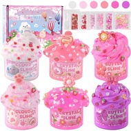 6 Pack Slimes, Pink Slime Kids, Cloud Slime kit for Girls