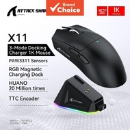 ATTACK SHARK X11 ,,PixArt PAW3311 ,/2.4G / Tetikus Permainan ATTACK SHARK X11, Dok Pengecas Magnetik