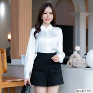 เสื้อแขนยาวสีพื้น Maristar : No.2137 | Solid Long Sleeve Blouse เสื้อทำงาน เลือกสีได้ ผ้าดี ทรงสวย