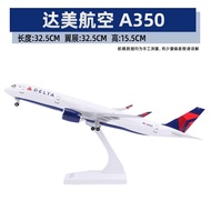 Delta Airlines Airbus A350 Model Airplane with Landing Gear and Lights Simulation Gift Collectible O