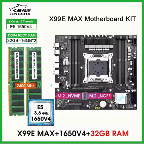 X99 Motherboard kit with xeon e5 1650 V4 CPU 3.6GHZ and 32GB DDR4 2400Mhz RAM memory Combo Set Up to