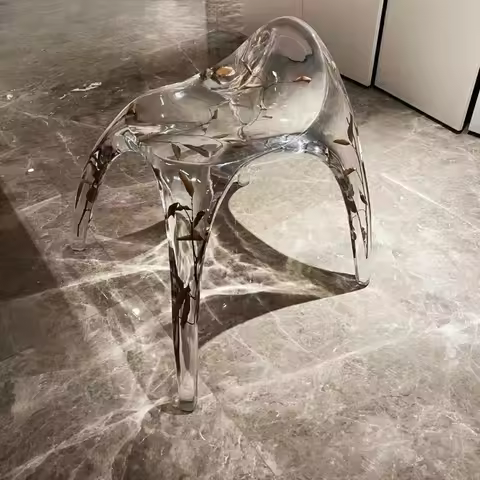 A Crystal transparent resin modern light luxury Gaudi leisure chair low stool