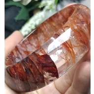 Hematoid Quart - Natural Multi-inclusions Crystal Quartz Bangle 59mm 胶花精品透体水晶手镯 59mm（鸩羽幽灵）