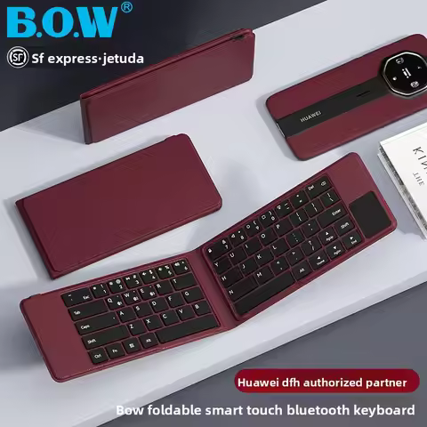 Dual-Fold Bluetooth Keyboard BOW HB168 - For Huawei MateXT Ultimate/Mate70/X6, Rechargeable Wireless