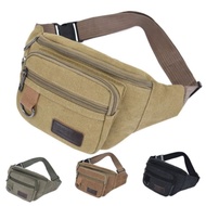 [READY STOCK] Waist bag canvas BS pouch bag beg pinggang Kain 4 zip 4 compartments fabric textile Cr