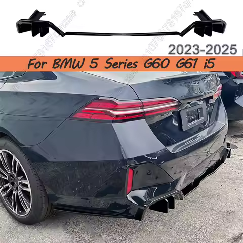 For BMW 5 Series G60 Sedan G61 Touring i5 M-Sport 2023-2025 Rear Spoiler Lip Bumper Diffuser Splitte
