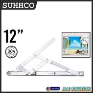SUHCCO 12'' Aluminum Casement Window 304 Stainless Steel Friction Stay 4 Bar Hinge
