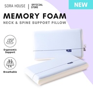 SORA Memory Foam Pillow Bantal Sokongan Head Neck Spine Support Ergonomic Sleeping Pillow Hotel #APQ