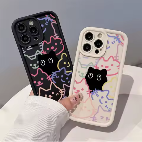 Colorful Cat Case For OPPO A78 A79 A58 A18 A38 A98 A5 F29 Pro A17 A16 A15 A16K A53 A33 A32 A74 A95 A