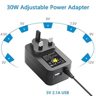 [Stockist.SG] SHNIT PWR 30W Universal AC to DC Power Adapter 3V to 12V 2.5A Power Supply 100~240V AC to DC 3V 4.5V 5V 6V