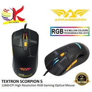 ARMAGGEDDON TEXTRON SCORPION 5 MACRO ABLE WIRED RGB GAMING MOUSE 12800 CPI - BLACK