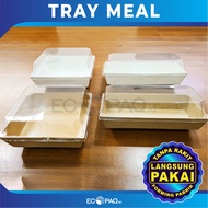 Tray Meal Box - Hotdog Burger Box - Paper Meal + Clear Lid (20 pcs)