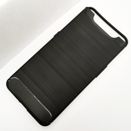 Carristo Samsung Galaxy A80 Back Case Cover Carbon Fiber Brushed TPU Silicone Soft Casing Phone Mobi