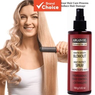 Argan Oil Keratin Smooth Blowout Heat Protect Spray 100g/3.52oz, protects up to 450°F, frizz control
