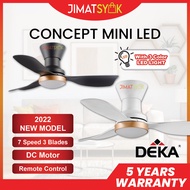 DEKA CONCEPT MINI LED 34 Inch 3 Blades 14 Speed DC Motor Remote Control Ceiling Fan With Light DEKA Kipas Siling Syiling