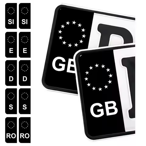 2Pcs Number Plate Black Sticker D E GB NL PL DK CZ SK EU Field Film Trailer Caravan Bus Fits All Sta