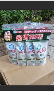碧浪ARIEL日本製超濃縮抗菌洗衣液(室內晾衣型)綠色補充超值優惠裝630g x4包