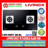 Livinox 2 Burner Flexible Built In Glass Hob 5.5kw [LGH-588T 2B-BL] With Digital Timer function
