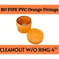 CLEANOUT BO PIPE PVC Orange Fittings | 4" |