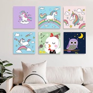 RUOPOTY 20x20cm Picture By Numbers With frame Picture Paint Cute Cartoon Animals Number Paiting Living Room Decoration