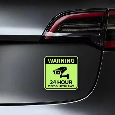 24H Video Surveillance Warning Sticker Glow In The Dark Motorcycle Vinyl Decal Waterproof Fairing Ca