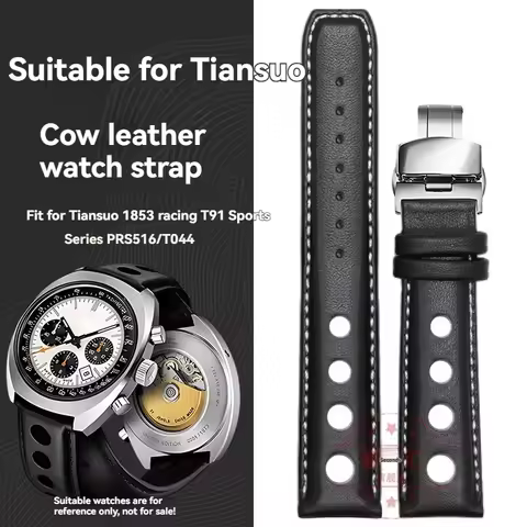 enuine Leather For Tissot 1853 Sports Watchband Racing PRS516 T91 T044430A 1853 Top layer cowhide ch