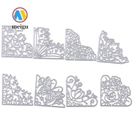 MEIGU 8Pcs Corner Die Cuts, Metal Flowers Flowers Die Cuts, Embossing Template 2 Inches Butterfly Si