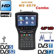 Satlink WS-6979 original DVB-S2&DVB-T2 MPEG4 COMBO + Spectrum  Meter Finder ws-6950hd sat finder ws6