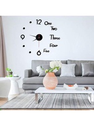 Diy亞克力牆掛時鐘,50cm/20吋靜音時鐘裝飾,3d無框牆貼時鐘,適用於家庭、客廳、臥室、辦公室,電池供電的現代家居裝飾（黑色）