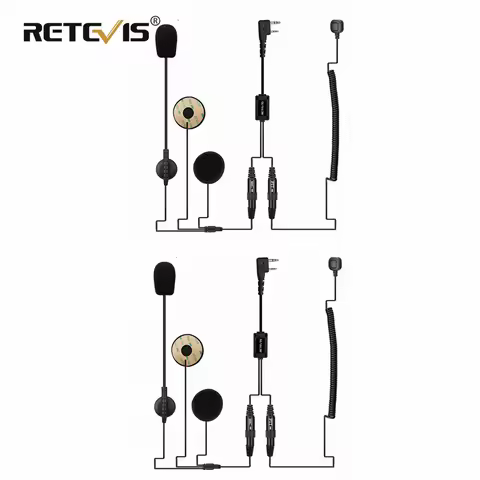 Retevis EHK008 H777 Radio Speaker 2pcs Kenwood 2Pin Cycling Helmet Headset Finger PTT Mic for Baofen