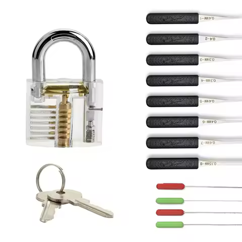 Locksmith Tool Transparent Visible Lock Cutaway Practice Padlock Pick 2 In 1 Set With 12PCS Broken K