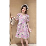 Dress Floral Pattern Purple Tone Korean/V44/450