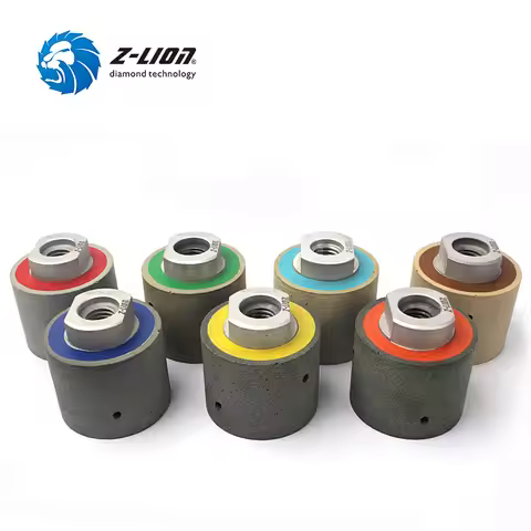 Z-LION 2" Diamond Resin Drum Polishing Wheels 7pcs/Set Zero Tolerance Wet Diamond Polishing Drums Fo