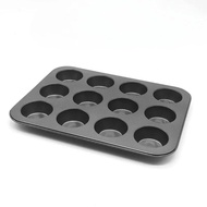 1pc 12 Holes Non-Stick Coating+Carbon Steel Baking Pan High Temperature Resistance Muffin Cake Dim S