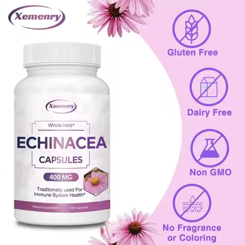 Echinacea Capsules 400 Mg - Supports Immune and Respiratory Health and Reduces The Length of Colds