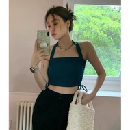Halterneck Vest Halterneck Top Neck Top Halter Vest Neck Top Pure Desire Top Hot Girl Halter Camisole Women 2022 Summer Laced-up Inner Wear Slimmer Look Outer Wear Short Bottoming Top Women