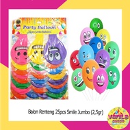 (25Pcs) Jumbo Smile Renteng Balloons 2.8gr, jumbo emoji balloons, smile balloons, board balloons